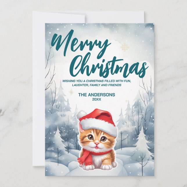 Gracioso gatito Gato Morerry Navidad árbol de niev (Anverso)