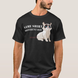Gracioso Gatito Grumpy Misma camisa Diferente Día 