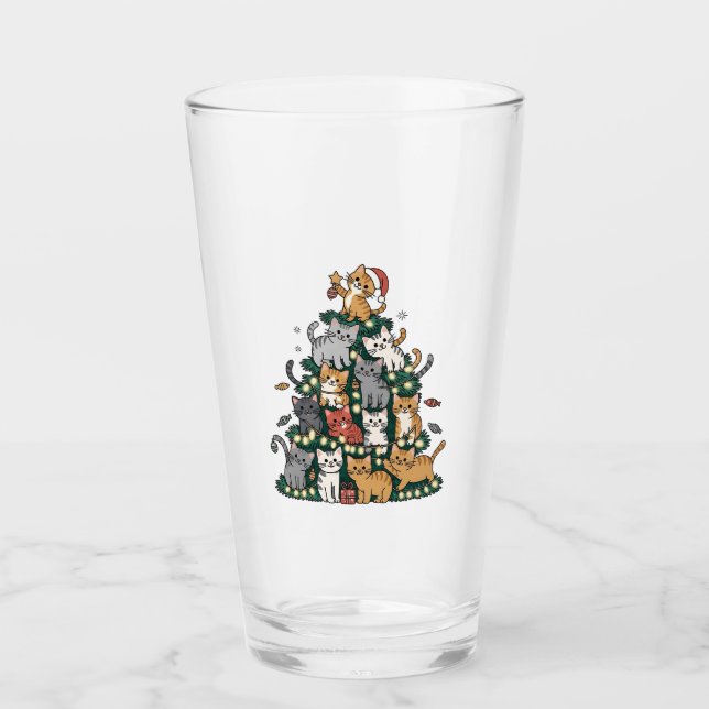 Gracioso Gato de Gato de Árbol de Navidad Gatito A (Anverso)