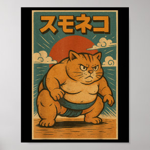 Gracioso gato luchador de sumo anime de arte japon