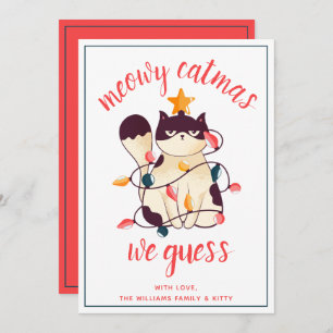 Gracioso gato Meowy Navidad Sarcástica tarjeta nav