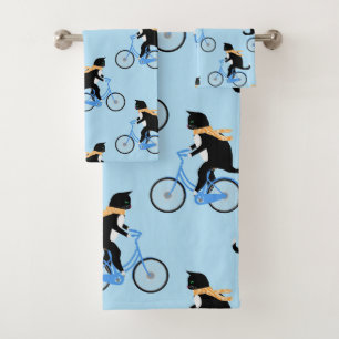 Gracioso gato montando bicicleta azul personalizad