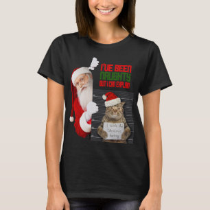 Gracioso gato Naugthy Stole Navidades camiseta de 