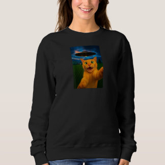Gracioso gato Selfie OVNI Camisa Gráfica Hombres M
