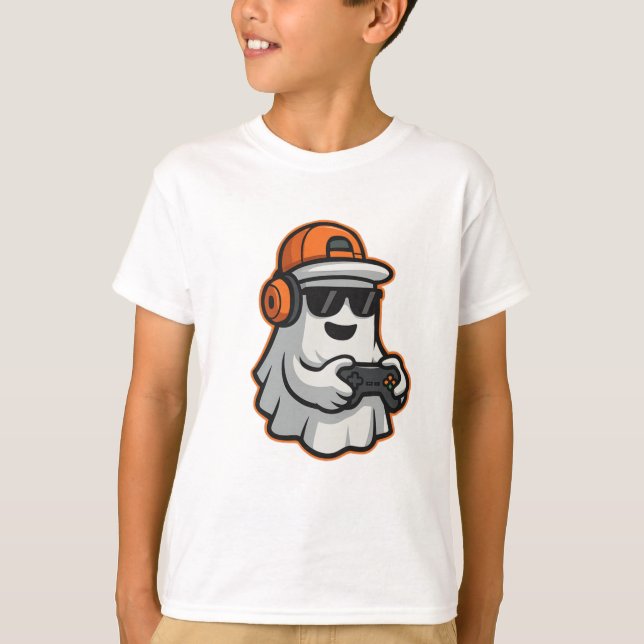 Gracioso Ghost Gamer Pixel Video Camiseta (Anverso)