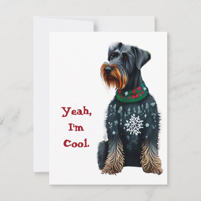 Gracioso gigante Schnauzer en suéter Navidad (Anverso)