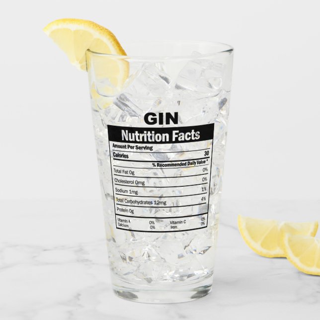 Gracioso Gin Nutrition Hacts Glass (Anverso (hielo))