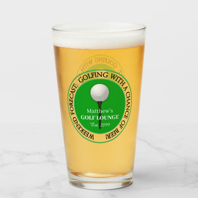 Gracioso Golf Golfing Golfer Ball Tee Pint Beer (Anverso (lleno))