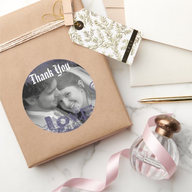 Gracioso Gracias Pegatinas de bodas con tu foto (Regalar)