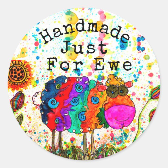 Gracioso hecho a mano para Pegatinas de ovejas de  (Anverso)