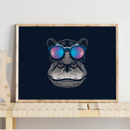 Gracioso Hippo | Impresión de pared de gafas de so