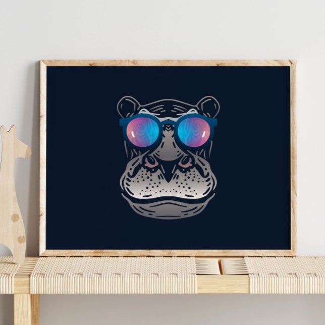 Gracioso Hippo | Impresión de pared de gafas de so (Subido por el creador)