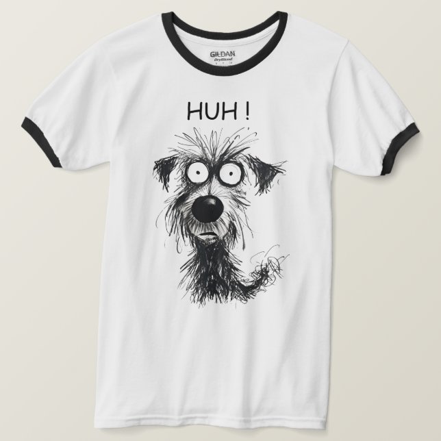 ¡Gracioso HUH! Esbozo de perro camiseta de jengibr (Anverso del diseño)