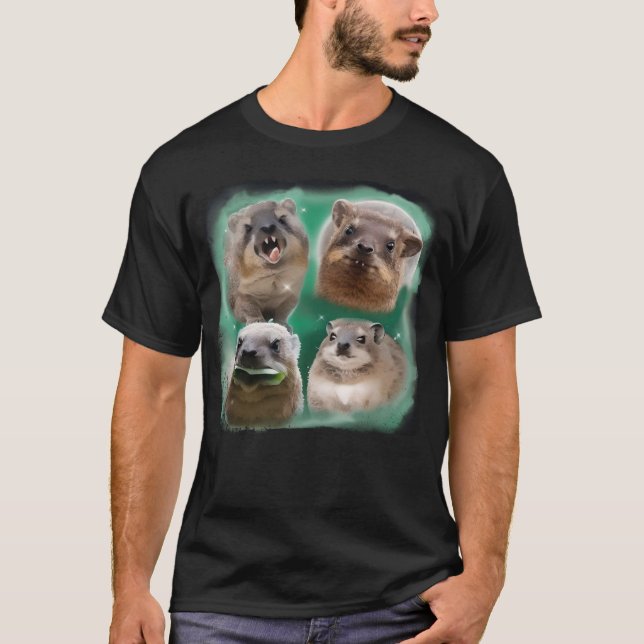 Gracioso Hyrax Howling en la camiseta Meme de la L (Anverso)