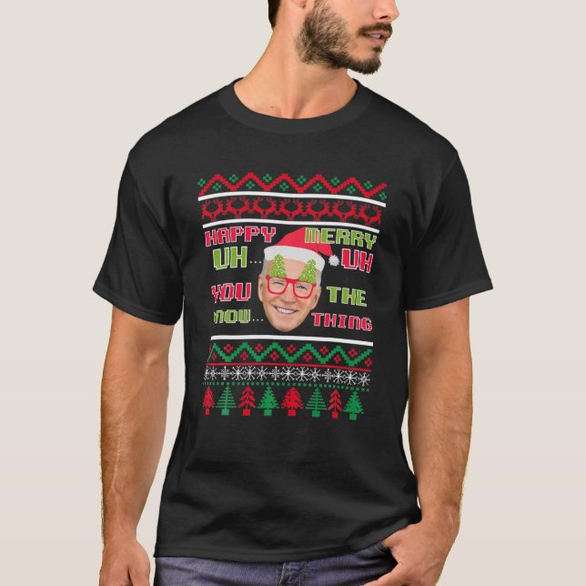 Gracioso Joe Biden Merry UH Ugly Navidades Sweater (Anverso)