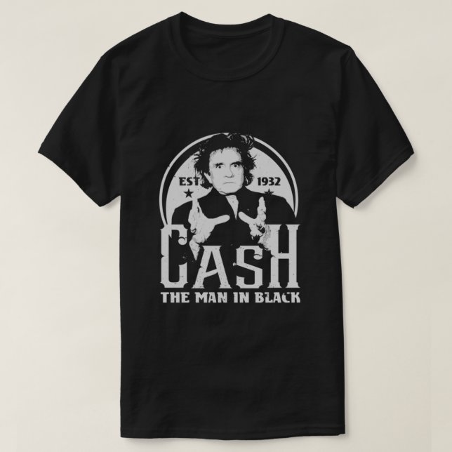 Gracioso Johnny Cash Man En Camiseta Black Essenti (Diseño del anverso)
