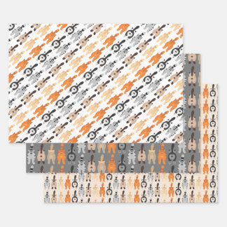 Gracioso juego de hojas planas de papel para envol