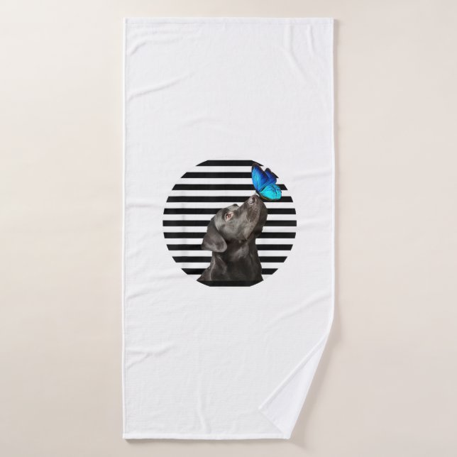 Gracioso Labrador Negro Recuperador Lab Perro Pet  (Toalla de baño)