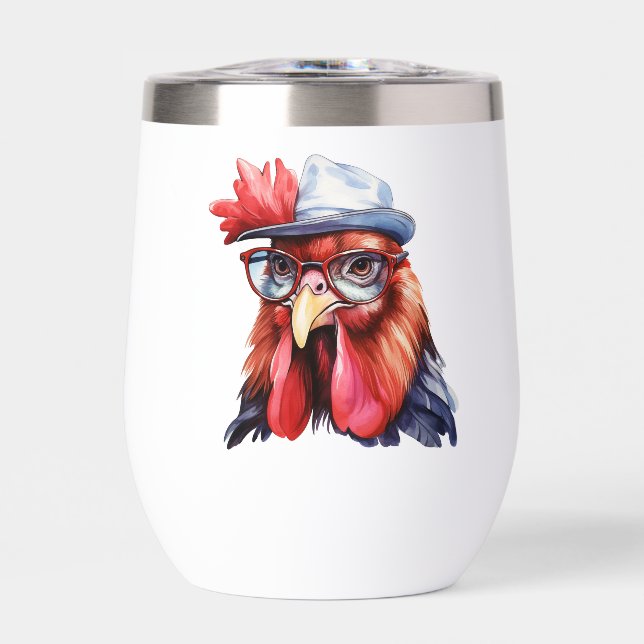 Gracioso ladrón de pollos reíendo pollos en Instag (Frente)