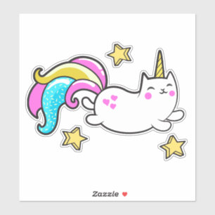 Gracioso lindo meowlógico unicorn kitty pegatina