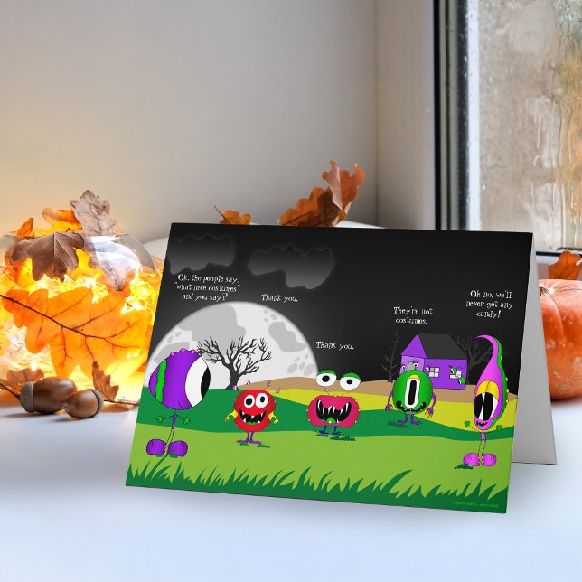 Gracioso, monstruos, tarjeta de Halloween (Check out this most awesome Halloween funny monsters greeting card!)