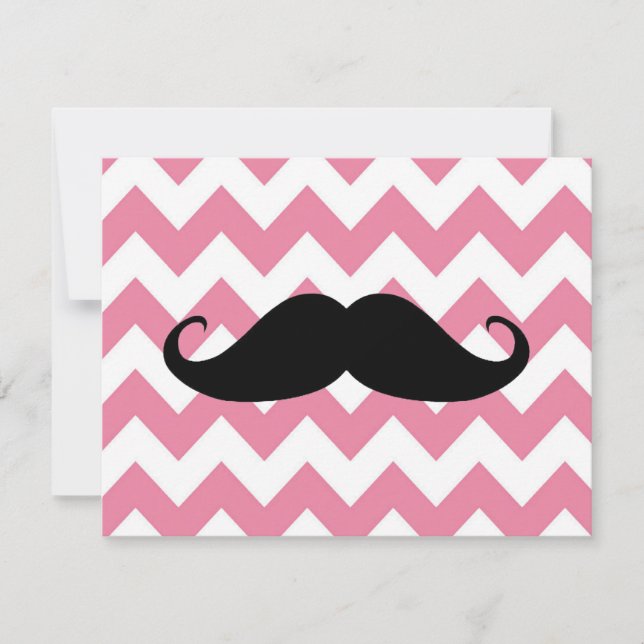 Gracioso Mustache Negro Y Patrón De Chevron Rosa (Anverso)