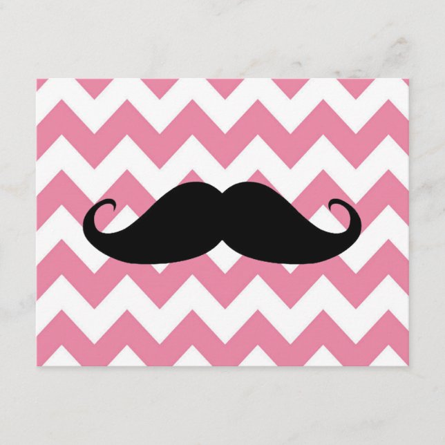 Gracioso Mustache Negro Y Patrón De Chevron Rosa (Anverso)