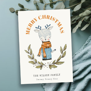 Gracioso Navidad de renos con piel de suéter dulce