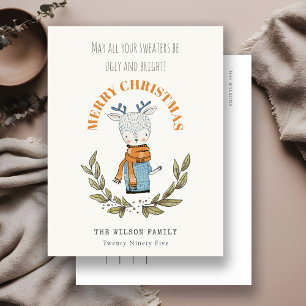 Gracioso Navidad de renos con piel de suéter dulce