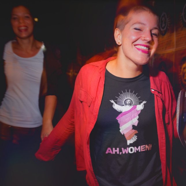 Gracioso Orgullo Lesbiano AH, ¡MUJERES! Camiseta (Subido por el creador)