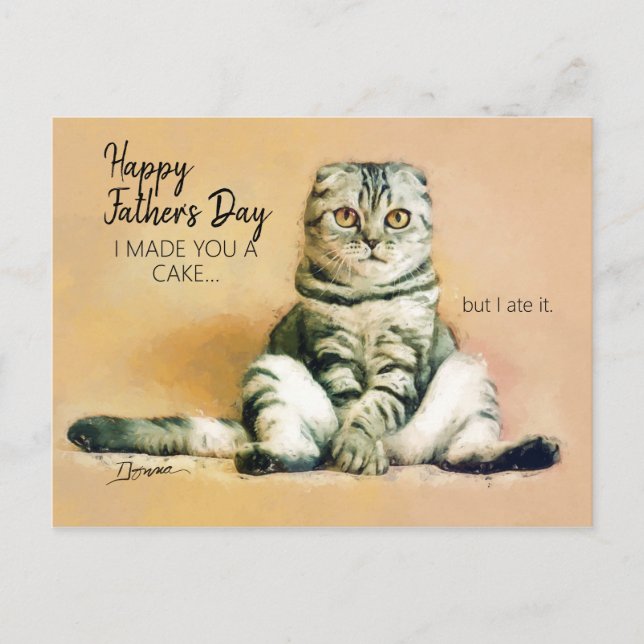 Gracioso pastel de gato feliz tarjeta postal del d (Anverso)