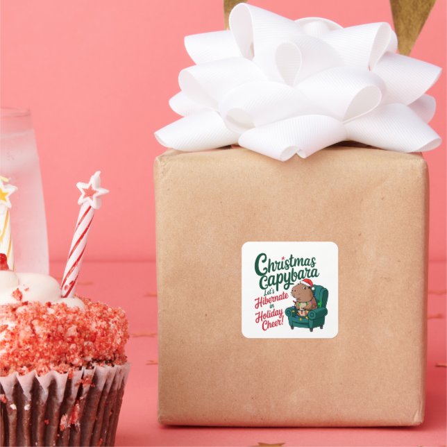 Gracioso pegatina navideña de Capybara (Fiesta)