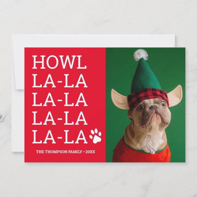Gracioso perro Personalizado Foto Howl la la la la (Anverso)