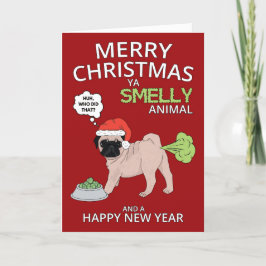 Gracioso Perro Pug Feliz Navidad Y Año Nuevo