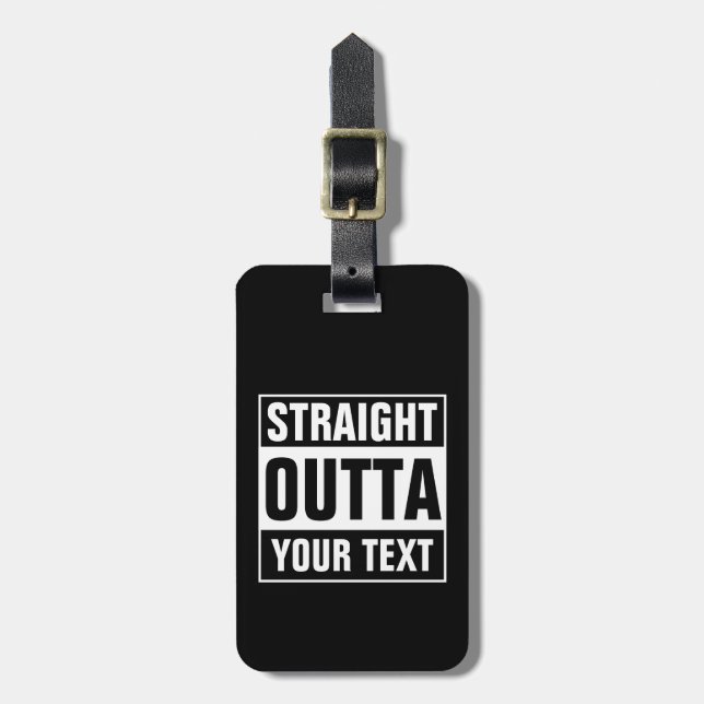 Gracioso personalizado STRAIGHT OUTTA etiqueta del (Frente Vertical)