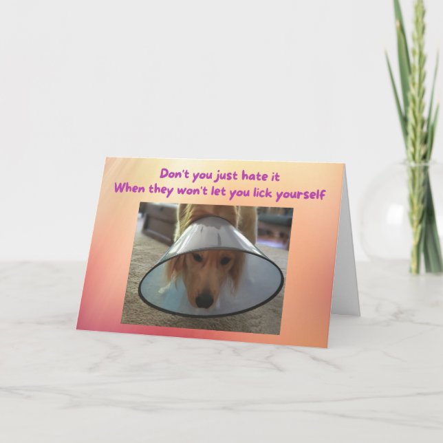 Gracioso ponte bien perro con tarjeta en Cone (Anverso)