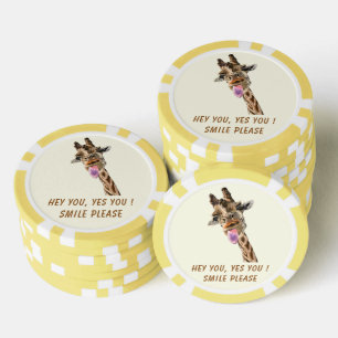 Gracioso póquer Chips Girafa Jugadora - Sonrisa