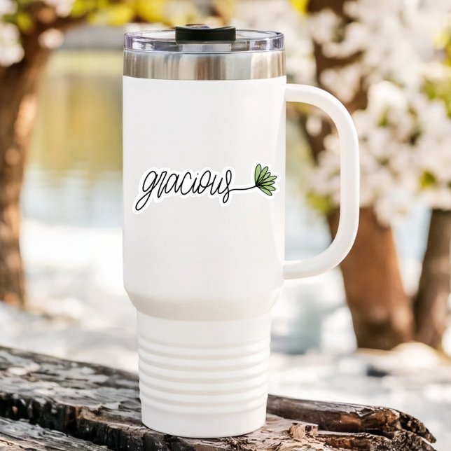 Gracioso portátil Word Flower | Pegatina de corte  (Gracious Affirmation Sticker by PiggyPrints Stickers. )