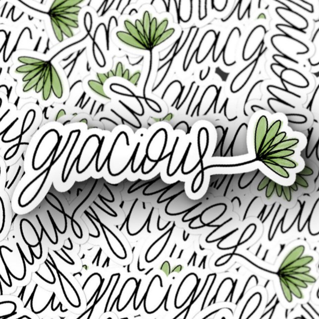 Gracioso portátil Word Flower | Pegatina de corte  (Gracious Affirmation Sticker by PiggyPrints Stickers. )