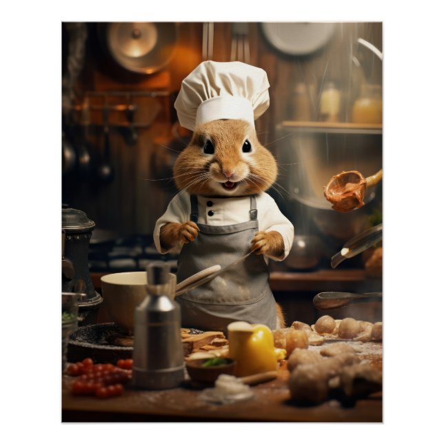 Gracioso Poster Animal Chef Poster de cocina de ar (Anverso)