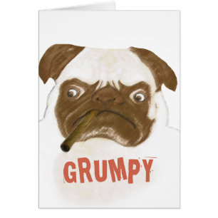 Gracioso Pug Grumpy Puggy con Cigar