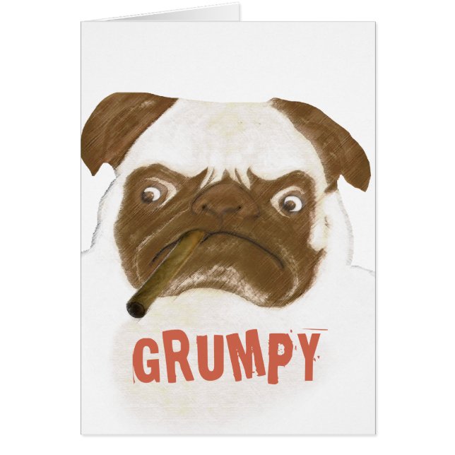 Gracioso Pug Grumpy Puggy con Cigar (Frente)