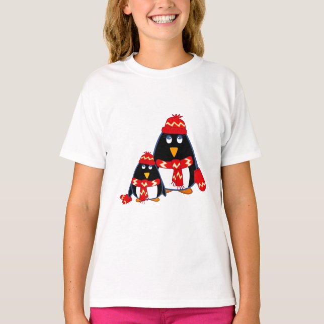 Gracioso regalo de Navidades de pequeños pingüinos (Anverso)