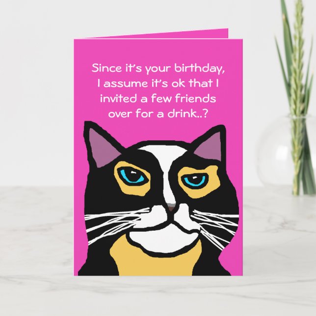 Gracioso regalo de tarjeta de cumpleaños para gato (Anverso)