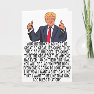 Gracioso regalo de tarjeta Donald Trump por cumple
