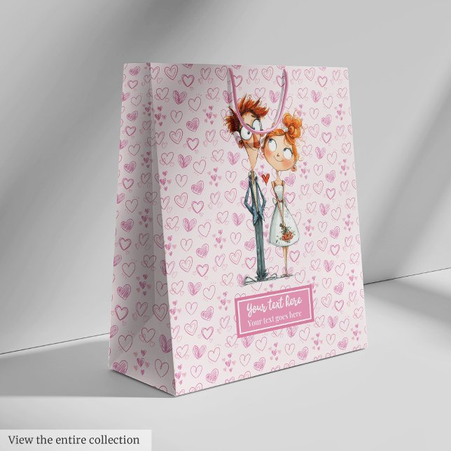 Gracioso regalo para recién casados Bolsa Quirky P (Funny Newlyweds Gift Bag Quirky Cartoon Wedding )