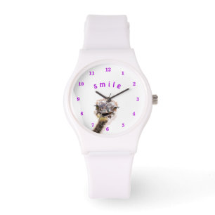 Gracioso reloj de pulsera feliz avestruz juguetón 