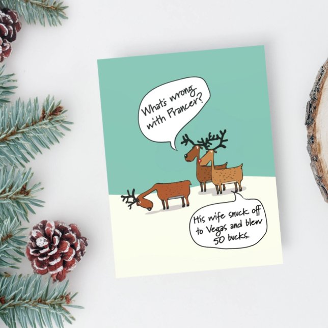 Gracioso reno en la tarjeta postal de festividad d (Subido por el creador)