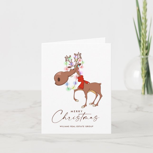 Gracioso reno Feliz Feliz Navidad Corporativo (Anverso)