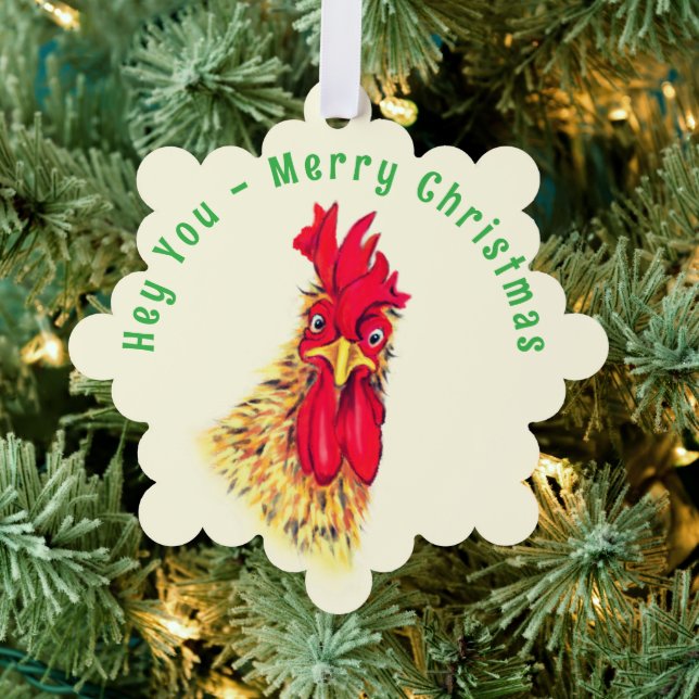 Gracioso Rooster tarjetas de adorno navideño Perso (Insitu (árbol))